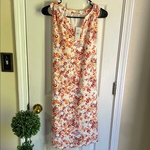 LOFT Floral Sleeveless V-Neck Midi Dress